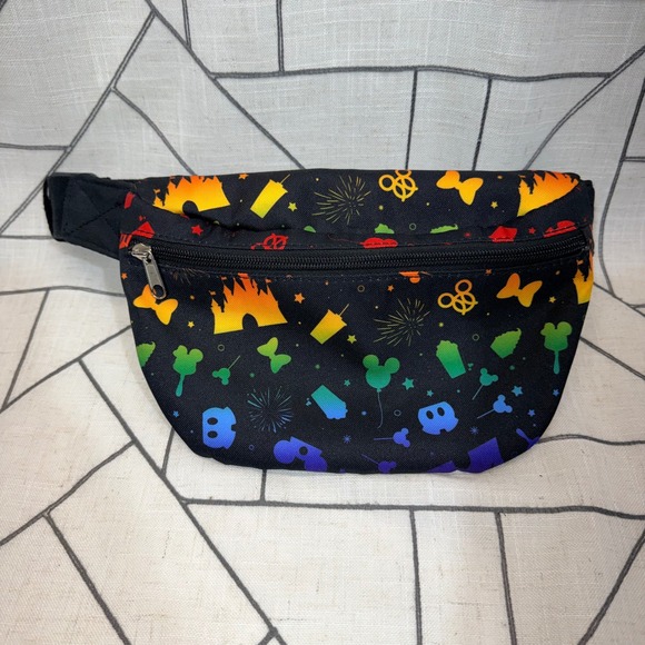 Disney Handbags - Disney Fanny Pack OS Black Rainbow Park Snacks Castle Adjustable Waist Bag